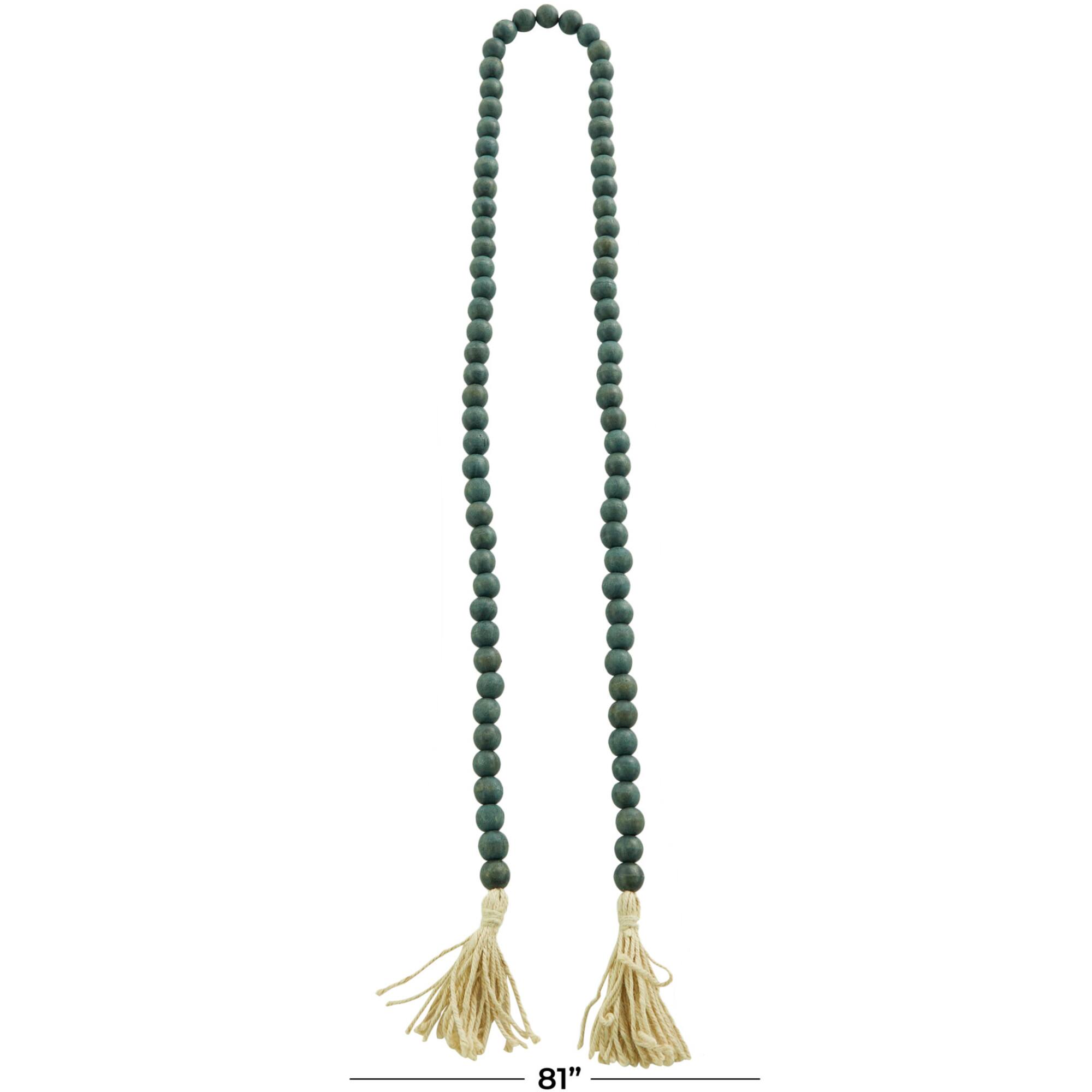 Green Wood Bohemian Bead Garland 81" x 1" x 1"